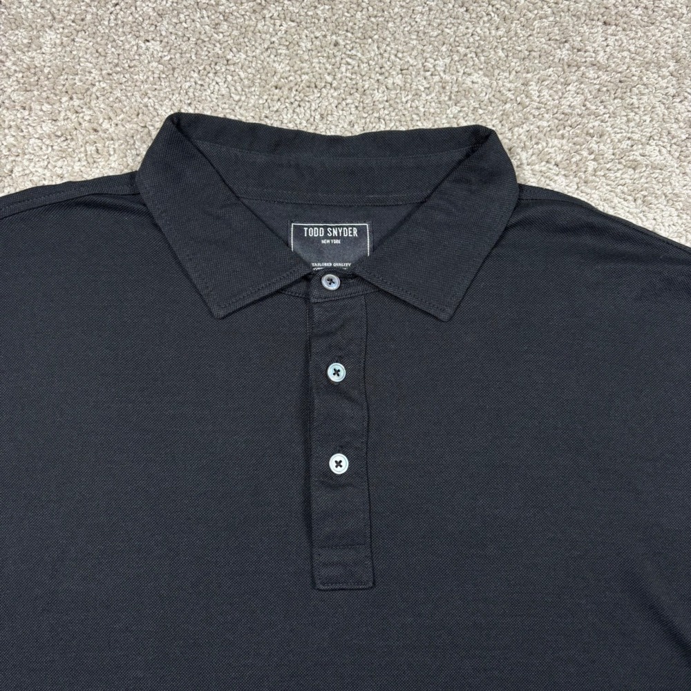 Todd Snyder Mens XL Black Cotton Lyocell Pique Short Sleeve Polo Shirt